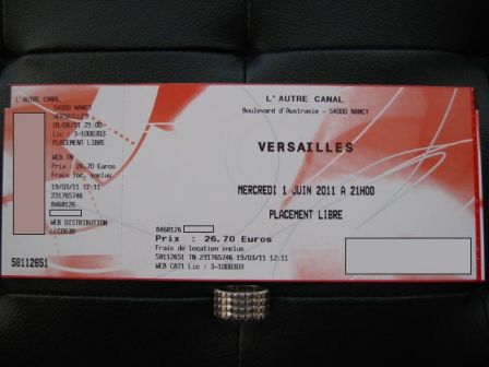 Versailles Philharmonic Quintet : 2011 Concert Ticket