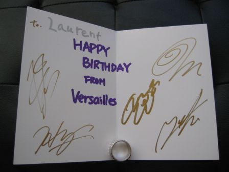 Versailles Philharmonic Quintet: Signed Birthday Card - inside