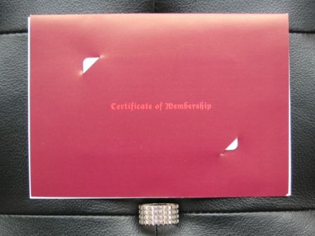 Versailles Philharmonic Quintet : DESCENDANT OF THE ROSE World Fan Club : June 2010 CERTIFICATE OF MEMBERSHIP - outside back